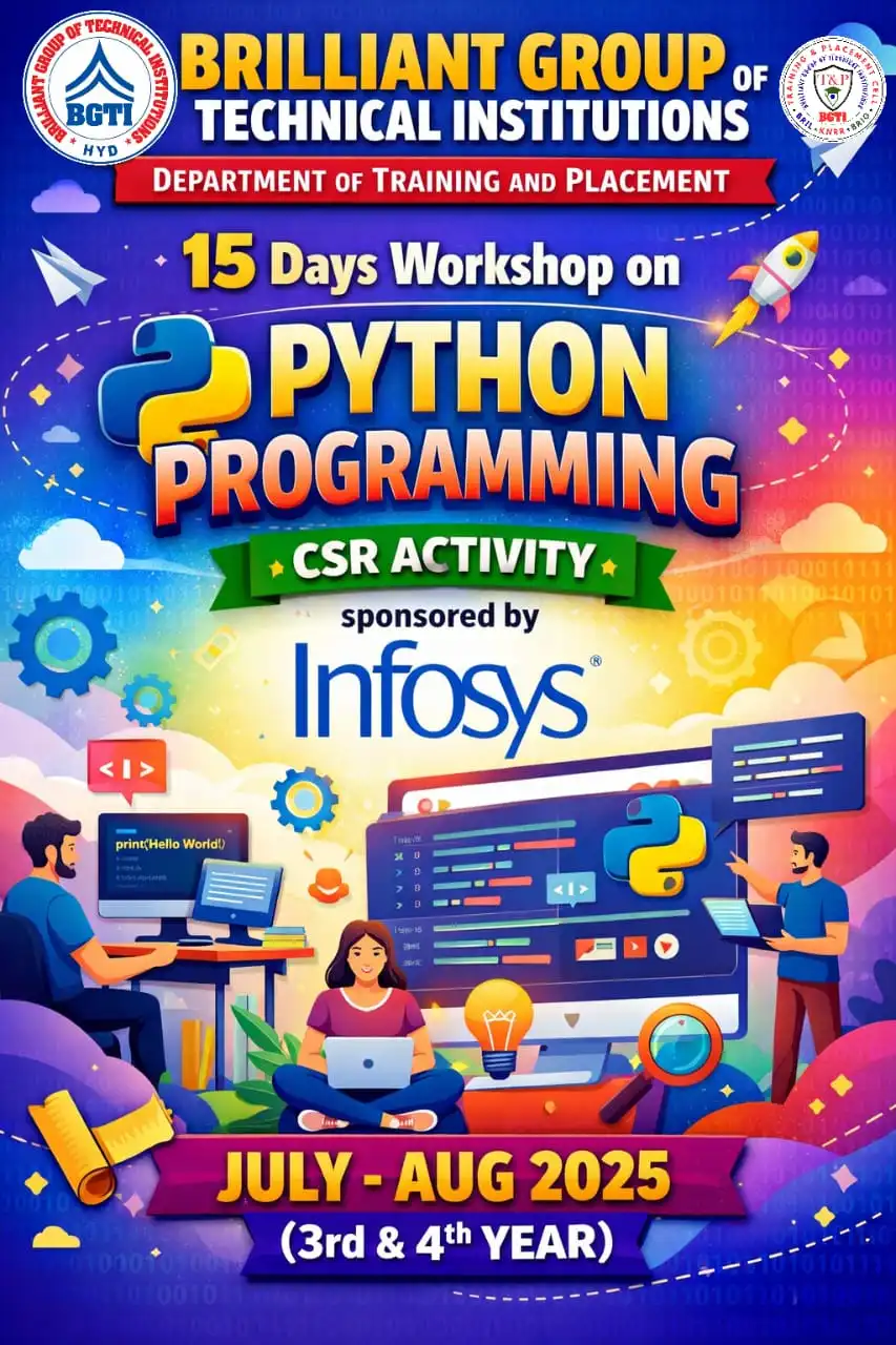 Infosys Workshop on PYTHON - 2 months Program - 31-07-2025 – BRIL Workshop 2025-26